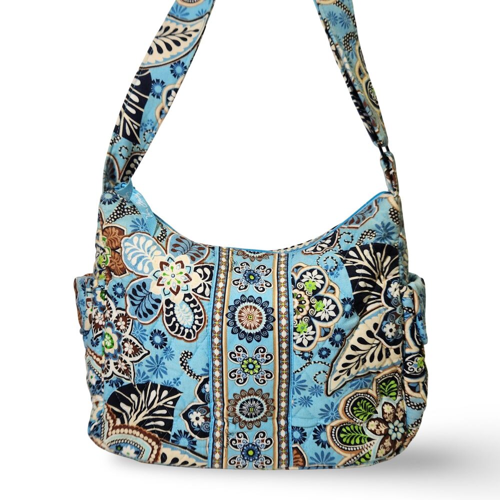 Vera Bradley BALI BLUE On The Go Shoulder Bag NWOT Floral Purse Boho Retired